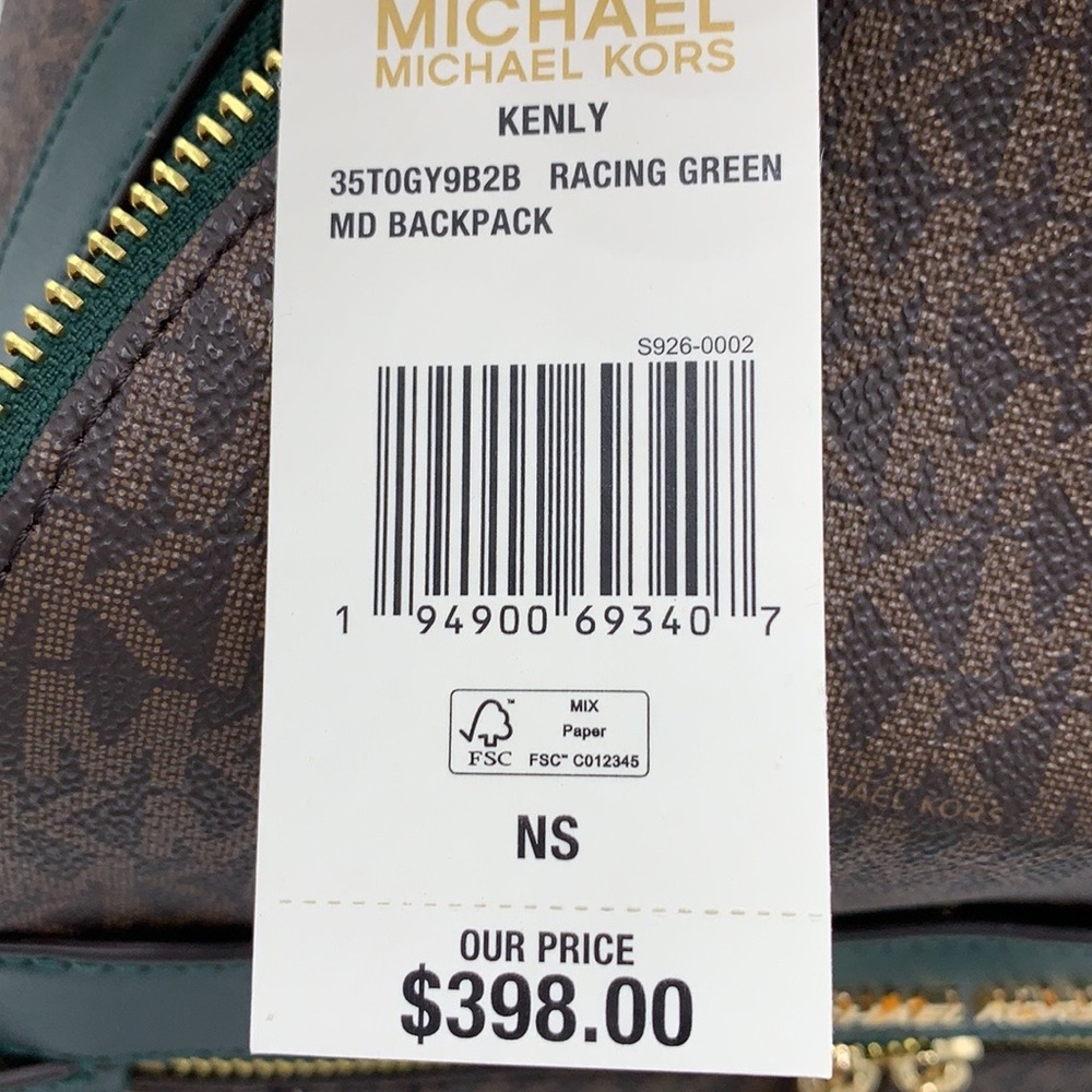 MICHAEL KORS KENLY MEDIUM BACKPACK Racing Green/ Brown signature color - Picture 16 of 16
